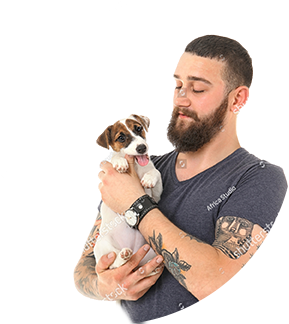 man with pup